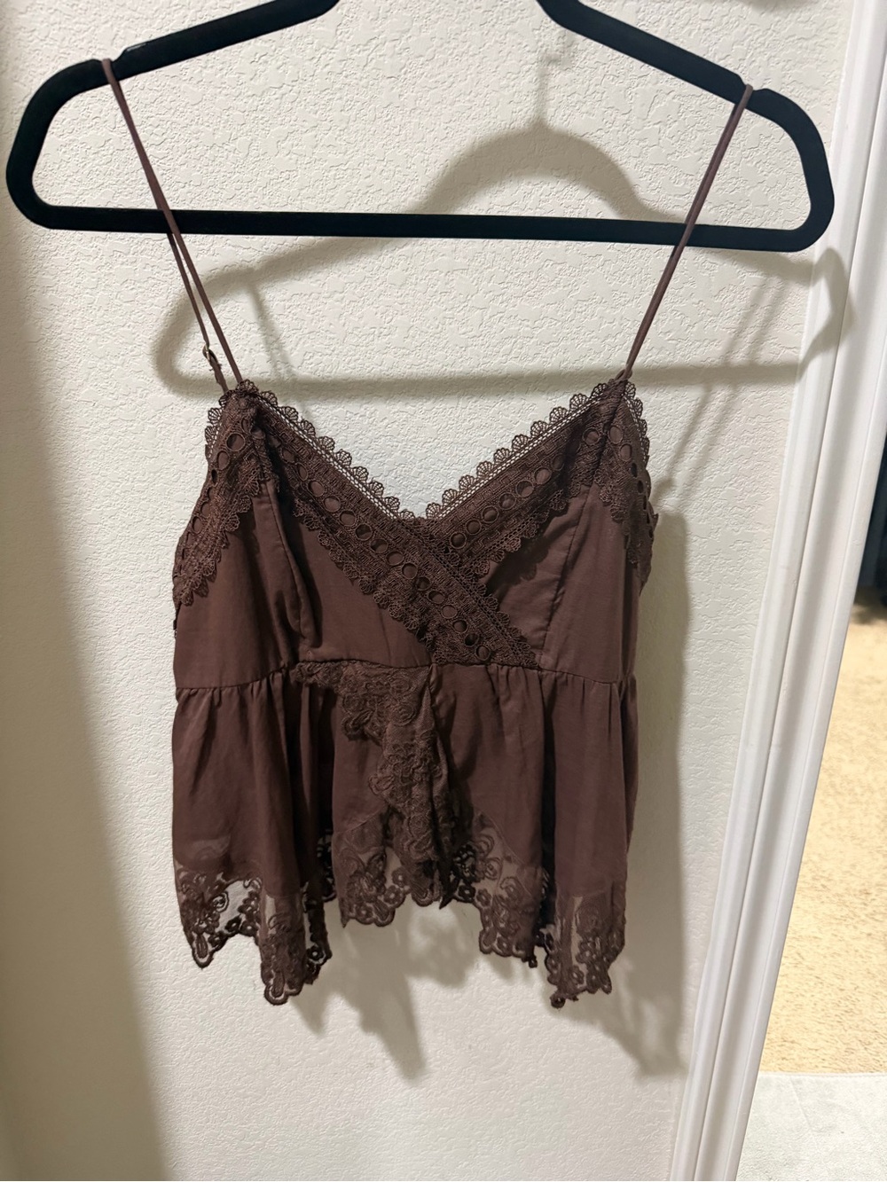 Abercrombie & Fitch Chocolate Brown Lace Trim Cami